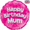 Happy Birthday Mum Round Pink