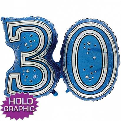 30th Blue Jointed Shape Balloon