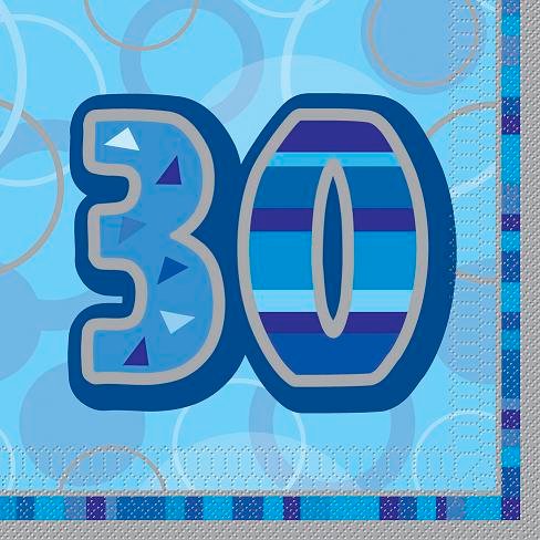 Happy 30th Birthday Napkins Glitz Blue