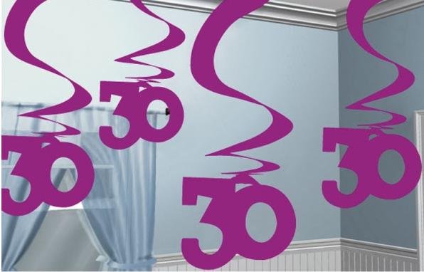 Happy 30th Birthday Pink Hanging Swirls