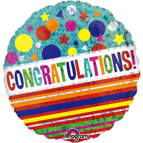 Congratulations Stripes & Sparkles Foil Balloon