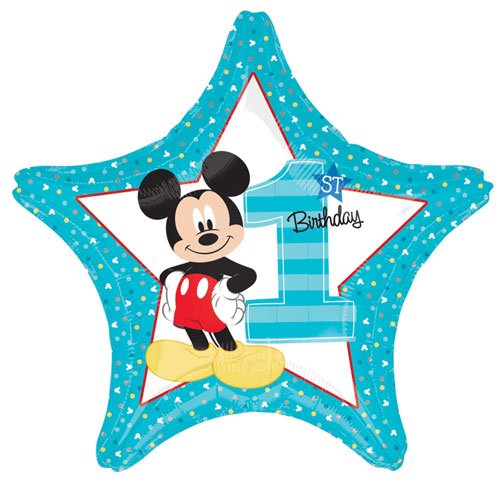 1st Birthday Mickey Mouse Star Foil Balloon