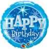 Happy Birthday Foil Balloon Blue Sparkle