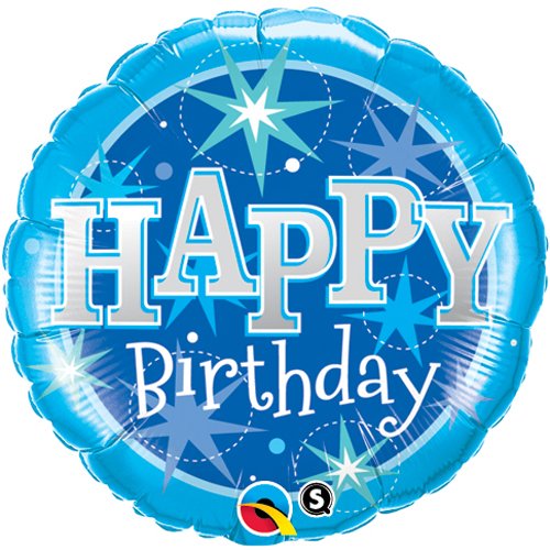 Happy Birthday Foil Balloon Blue Sparkle