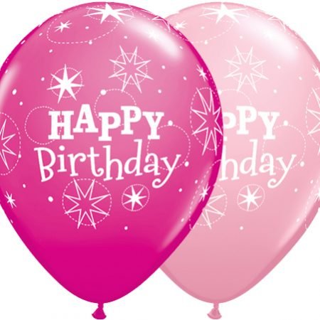 Happy Birthday Dark Pink & Light Pink Latex Balloons