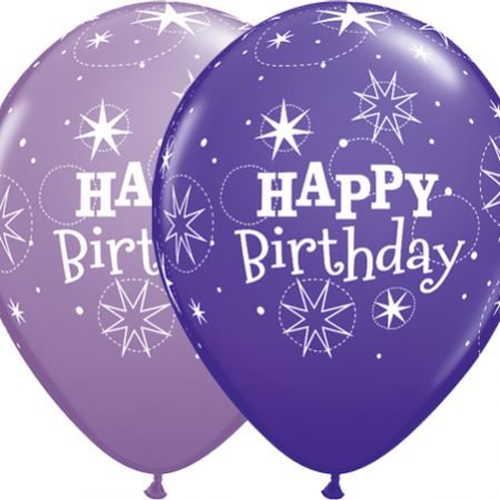 Happy Birthday Purple & Lilac Latex Balloons