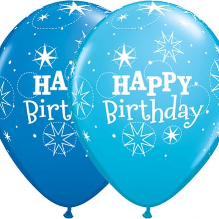 Happy Birthday Dark Blue & Light Blue Latex Balloons