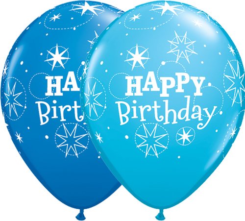 Happy Birthday Dark Blue & Light Blue Latex Balloons