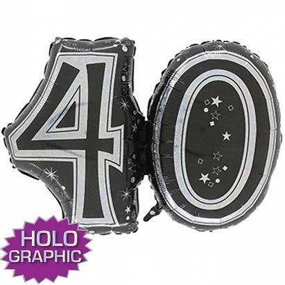 40th Black Jointed Shape Balloon