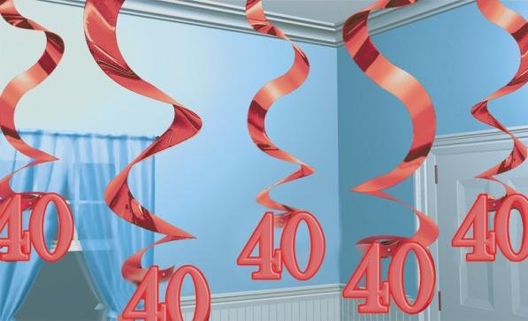40th Red Hanging Swirls