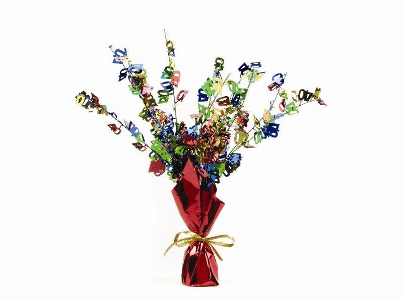 40th Muti-Coloured Foil Spray Weighted Centrepiece