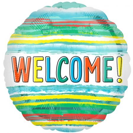 Welcome Water Colour Stripes Foil Balloon