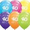 Age 40 Muti-Coloured Latex Balloons