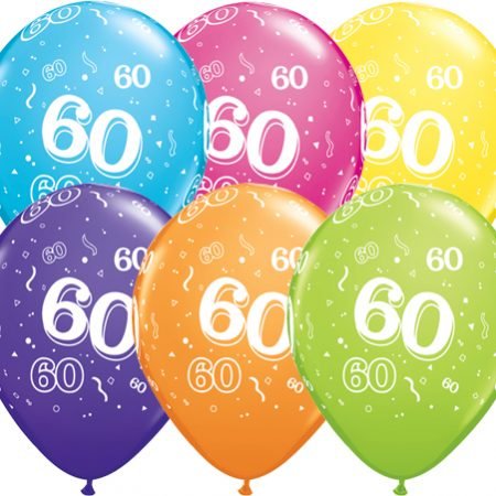 Age 60 Muti-Coloured Latex Balloons