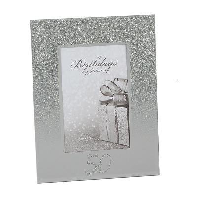 Happy 50th Birthday Glitter Mirror Photo Frame