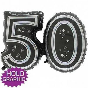 50th Black Jointed Shape Balloon