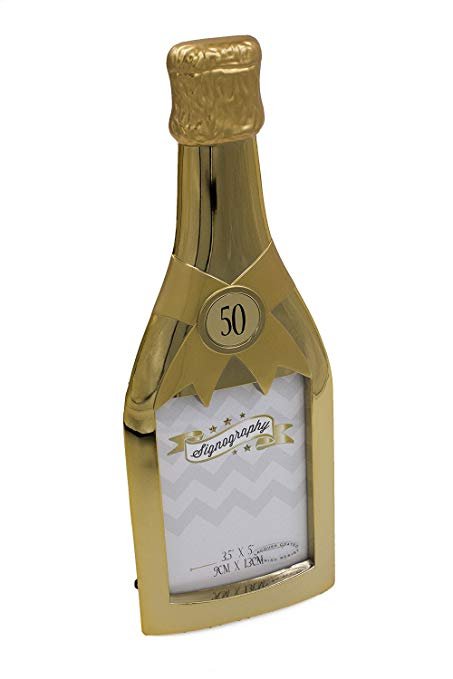 Happy 50th Birthday Champagne Bottle Photo Frame