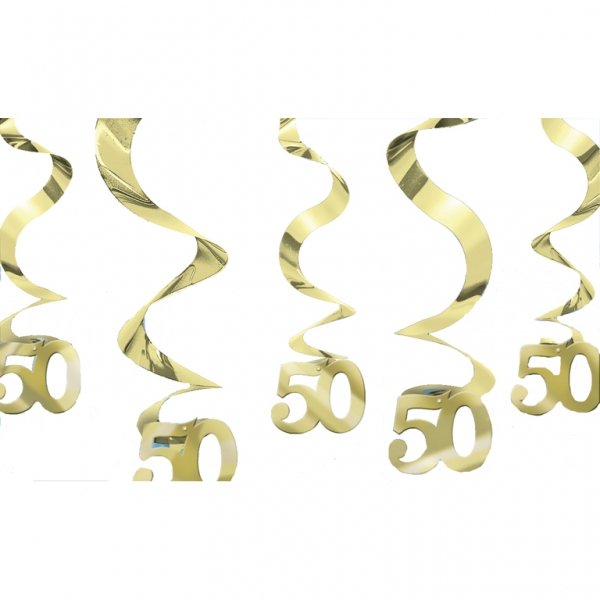 50th Gold Hanging Swirls