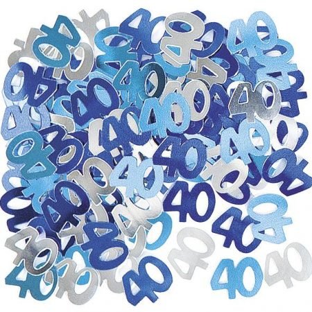 Happy 40th Birthday Glitz Blue Confetti