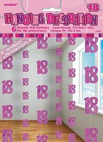 Happy 18th Birthday Pink Hanging Strings