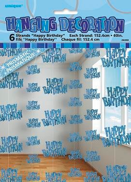Happy Birthday Blue Glitz Hanging Strings