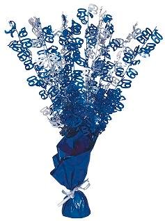 Happy 60th Birthday Glitz Blue & Silver Centrepiece