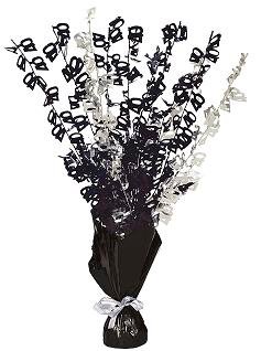 Happy 40th Birthday Glitz Black & Silver Centrepiece