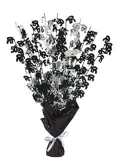 Happy 50th Birthday Glitz Black & Silver Centrepiece