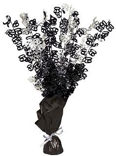 Happy 60th Birthday Glitz Black & Silver Centrepiece