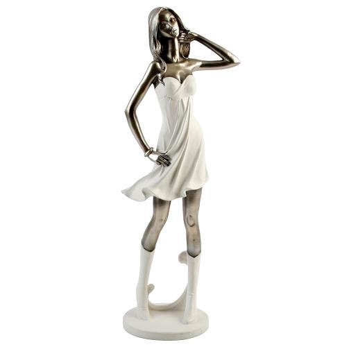 Juliana Figurine Silver Beauty Hlding Hair-White Dress/Boots