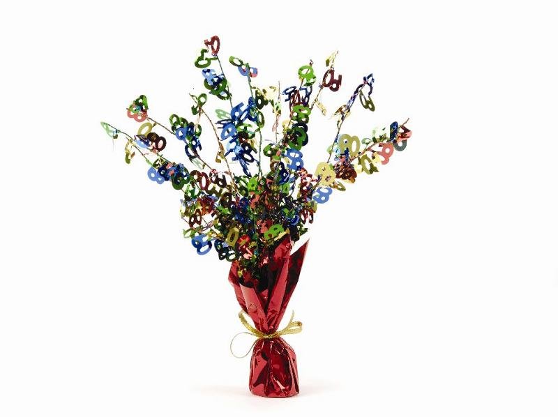 60th Muti-Coloured Foil Spray Weighted Centrepiece