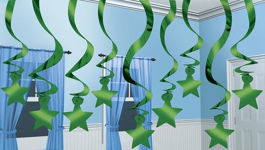 Swirls Shooting Stars Green Hanging