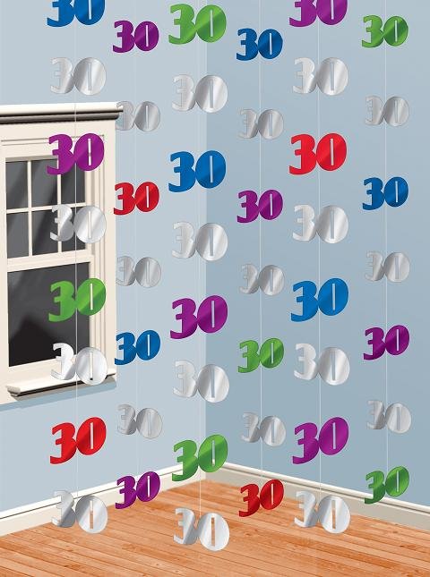 Happy 30th Birthday Muti-Coloured Hanging Strings