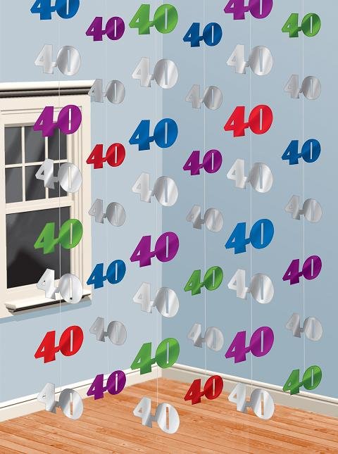 Happy 40th Birthday Muti-Coloured Hanging Strings