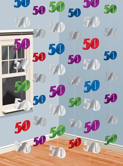 Happy 50th Birthday Muti-Coloured Hanging Strings