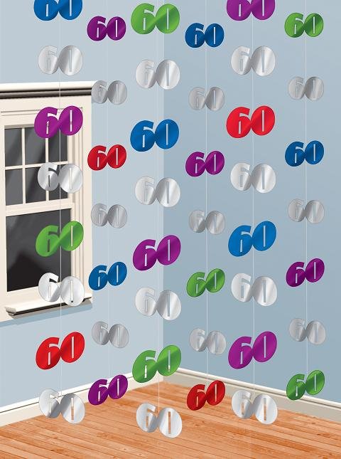 Happy 60th Birthday Muti-Coloured Hanging Strings