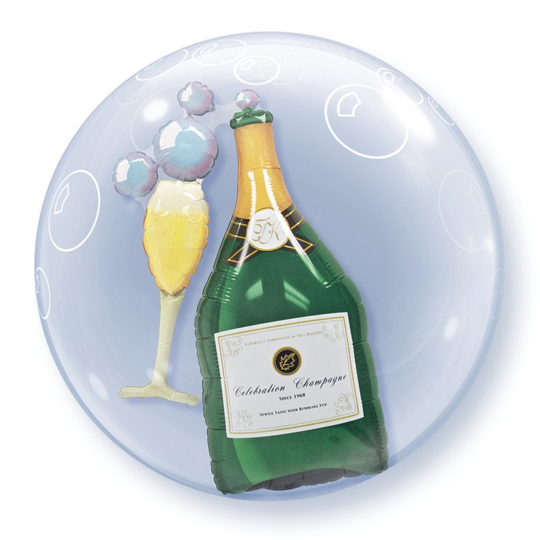Double Bubble Champagne Bottle & Glass