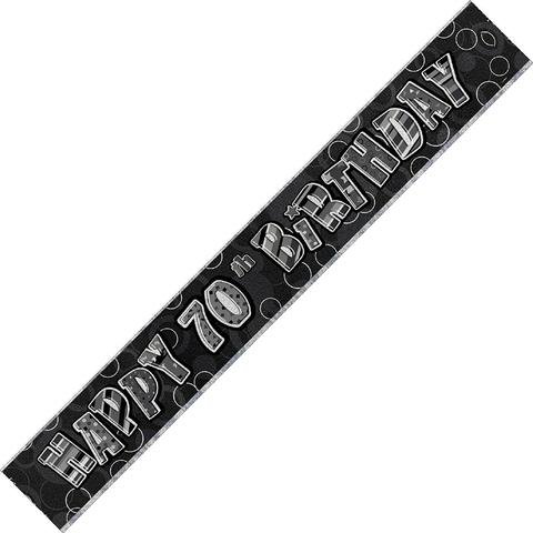 Happy 70th Birthday Banner Glitz Black