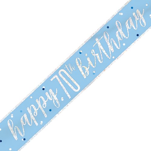 Happy 70th Birthday Banner Glitz Blue2