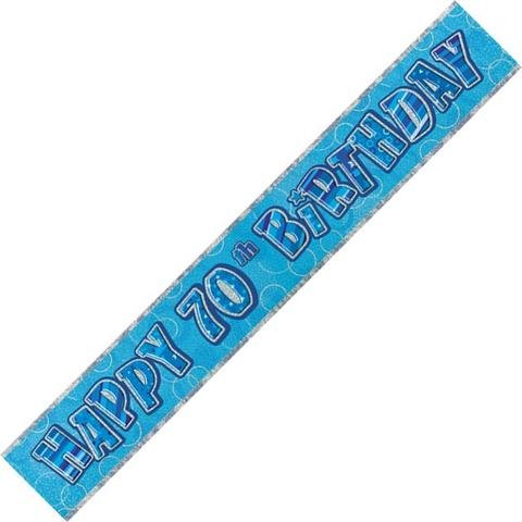 Happy 70th Birthday Banner Glitz Blue