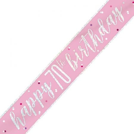 Happy 70th Birthday Banner Glitz Pink2