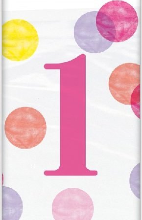 Happy 1st Birthday Pink Dots Tablecover