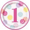 Happy 1st Birthday Pink Dots Plates