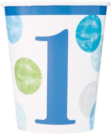 Happy 1st Birthday Blue Dots Cups