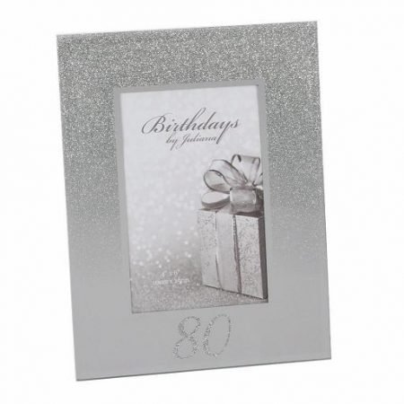 Happy 80th Birthday Glitter Mirror Photo Frame