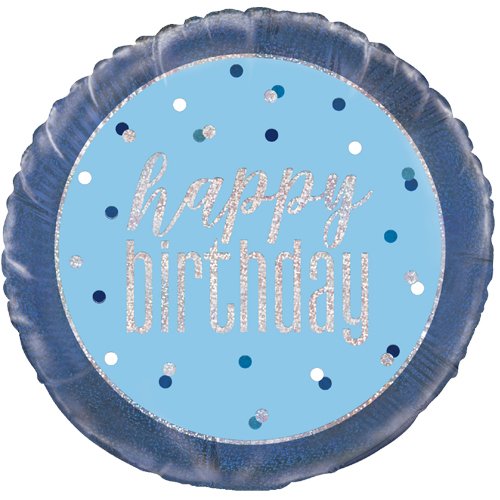 Happy Birthday Foil Balloon Glitz Blue