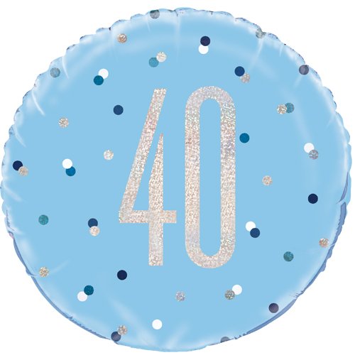 Happy 40th Birthday Foil Balloon Glitz Blue