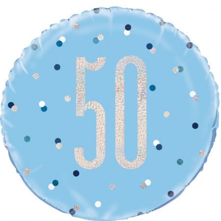 Happy 50th Birthday Foil Balloon Glitz Blue