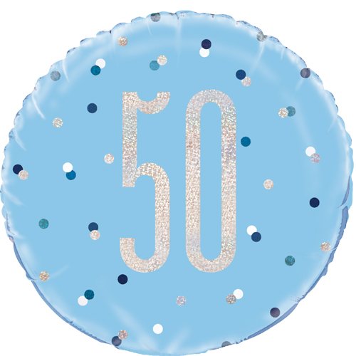 Happy 50th Birthday Foil Balloon Glitz Blue