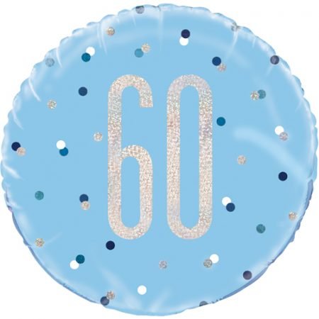 Happy 60th Birthday Foil Balloon Glitz Blue